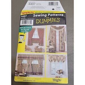 Simplicity 4497 Window Treatments Cafe Curtains Valance Sewing Pattern Uncut